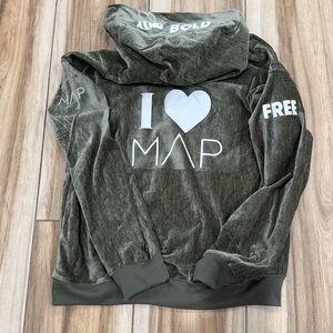 NWT MAP Olive Green Velvet Hoodie